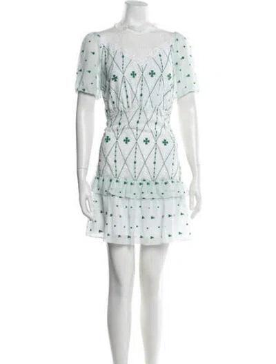Pre-owned Sandro Printed Mini Dress In Green