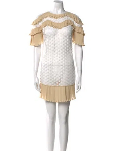 Pre-owned Sandro Printed Mini Dress In Neutral