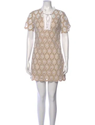 Pre-owned Sandro Printed Mini Dress In Neutral