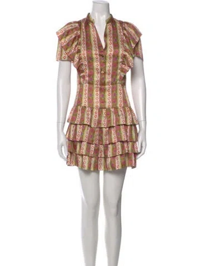Pre-owned Sandro Printed Mini Dress In Neutral