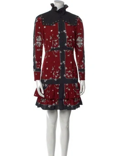 Pre-owned Sandro Printed Mini Dress In Red