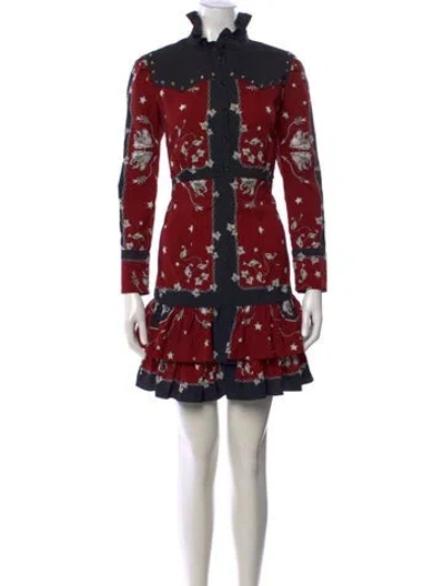 Pre-owned Sandro Printed Mini Dress In Red