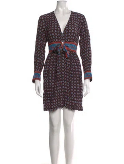 Pre-owned Sandro Printed Mini Dress W/ Tags In Black