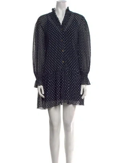 Pre-owned Sandro Printed Mini Dress W/ Tags In Blue