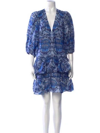 Pre-owned Sandro Printed Mini Dress W/ Tags In Blue