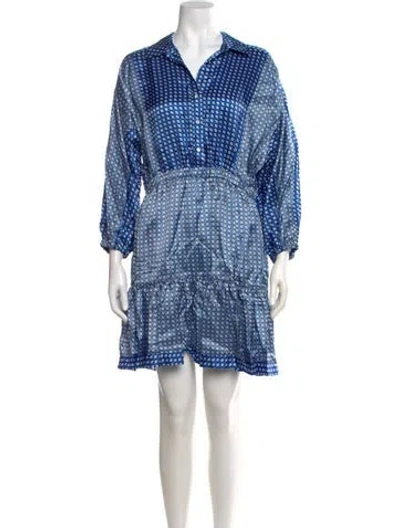 Pre-owned Sandro Printed Mini Dress W/ Tags In Blue