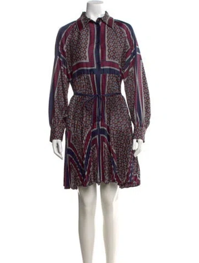 Pre-owned Sandro Printed Mini Dress W/ Tags In Blue