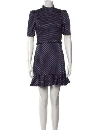 Pre-owned Sandro Printed Mini Dress W/ Tags In Blue