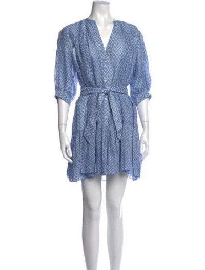 Pre-owned Sandro Printed Mini Dress W/ Tags In Blue