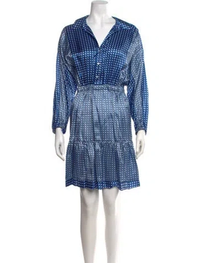 Pre-owned Sandro Printed Mini Dress W/ Tags In Blue