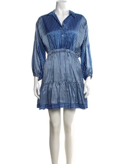 Pre-owned Sandro Printed Mini Dress W/ Tags In Blue