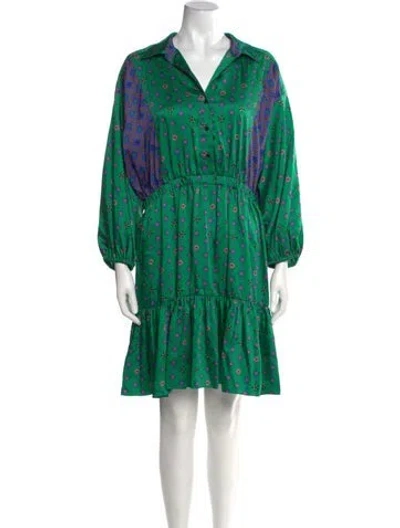 Pre-owned Sandro Printed Mini Dress W/ Tags In Green