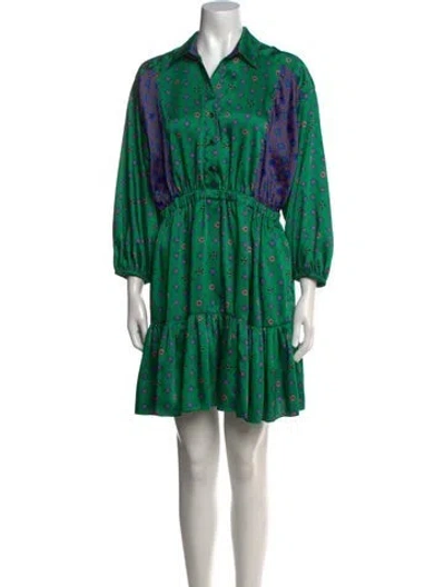 Pre-owned Sandro Printed Mini Dress W/ Tags In Green