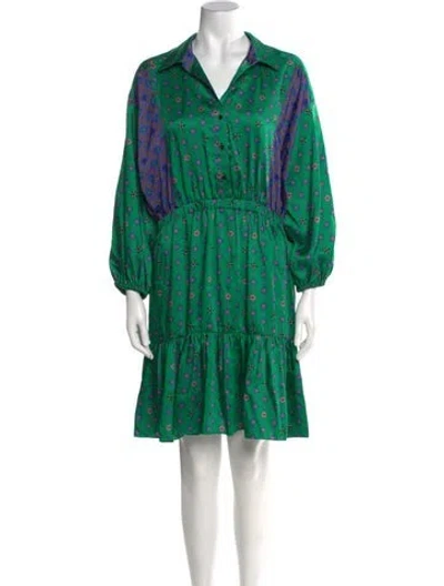 Pre-owned Sandro Printed Mini Dress W/ Tags In Green