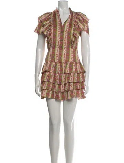 Pre-owned Sandro Printed Mini Dress W/ Tags In Neutral