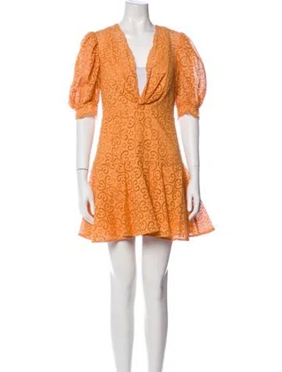 Pre-owned Sandro Printed Mini Dress W/ Tags In Orange