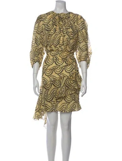 Pre-owned Sandro Printed Mini Dress W/ Tags In Yellow