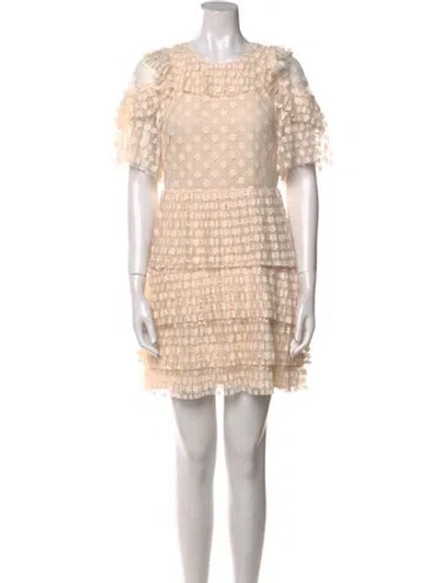 Pre-owned Sandro Printed Mini Dress In White