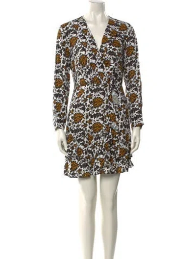Pre-owned Sandro Printed Mini Dress In White