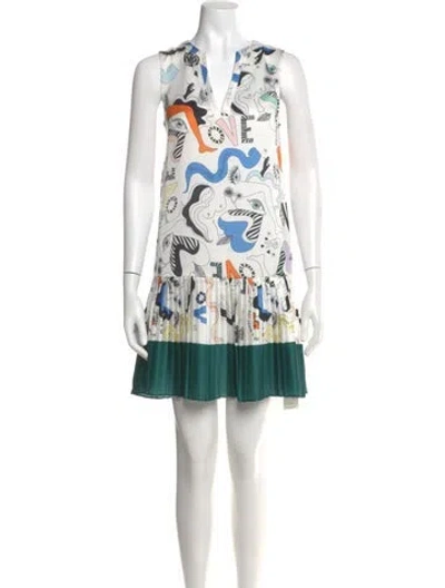 Pre-owned Sandro Printed Mini Dress In White
