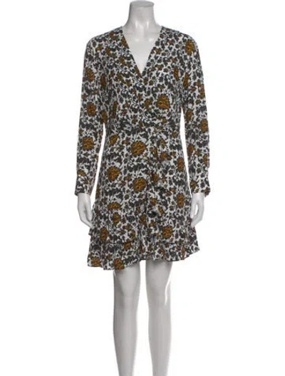 Pre-owned Sandro Printed Mini Dress In White