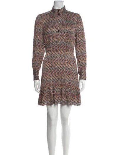 Pre-owned Sandro Printed Mini Dress In White
