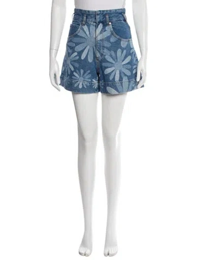 Pre-owned Sandro Printed Mini Shorts In Blue