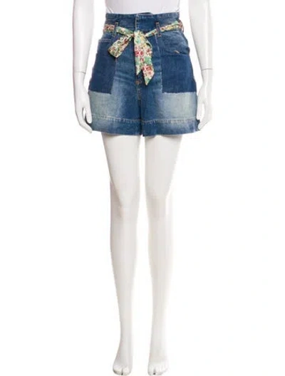 Pre-owned Sandro Printed Mini Shorts In Blue