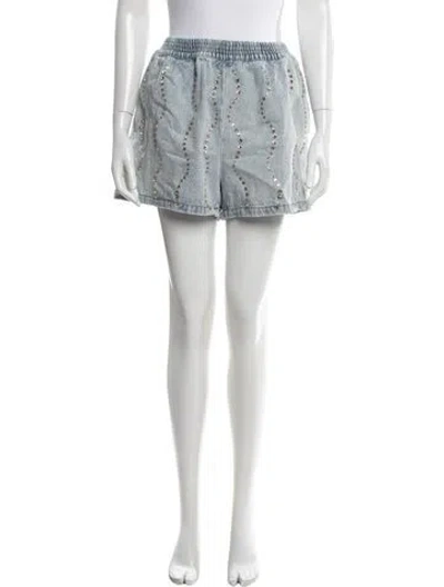 Pre-owned Sandro Printed Mini Shorts In Blue