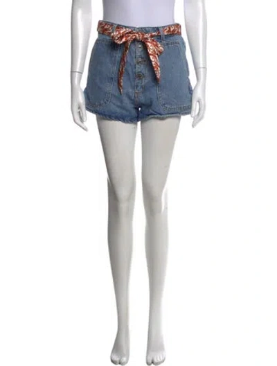 Pre-owned Sandro Printed Mini Shorts In Blue