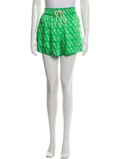 Pre-owned Sandro Printed Mini Shorts In Green