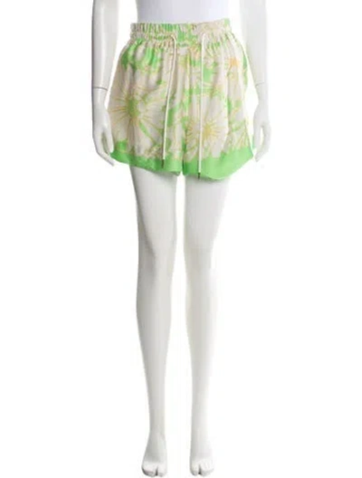 Pre-owned Sandro Printed Mini Shorts In Green