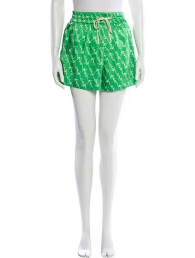 Pre-owned Sandro Printed Mini Shorts In Green