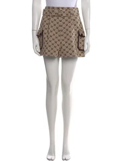 Pre-owned Sandro Printed Mini Shorts In Neutral