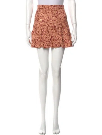 Pre-owned Sandro Printed Mini Shorts In Orange