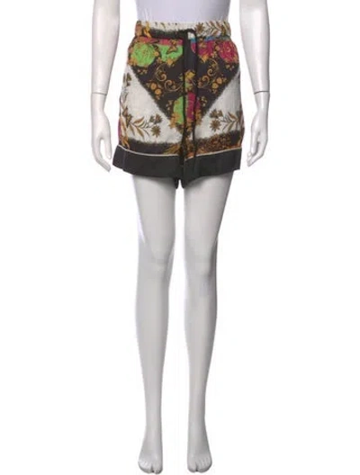 Pre-owned Sandro Printed Mini Shorts In White