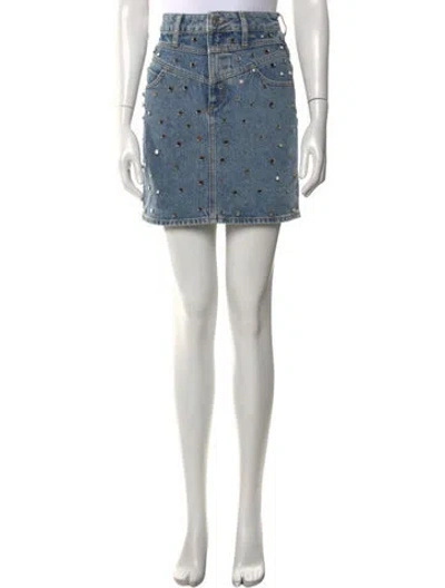 Pre-owned Sandro Printed Mini Skirt In Blue