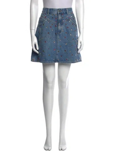 Pre-owned Sandro Printed Mini Skirt In Blue