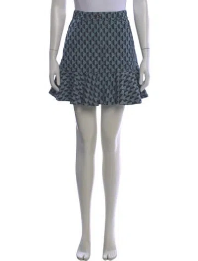 Pre-owned Sandro Printed Mini Skirt In Blue