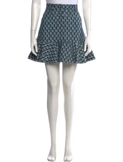 Pre-owned Sandro Printed Mini Skirt In Blue