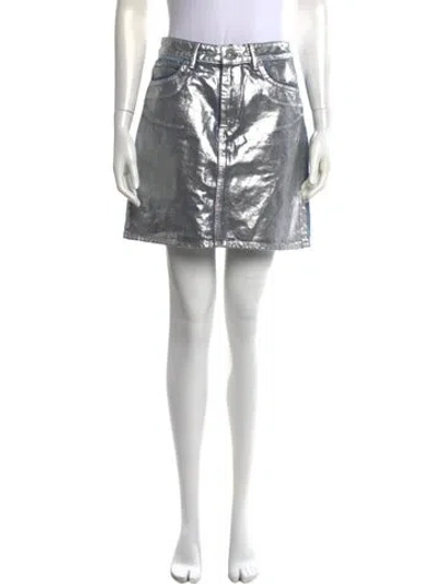 Pre-owned Sandro Printed Mini Skirt In Blue/silver