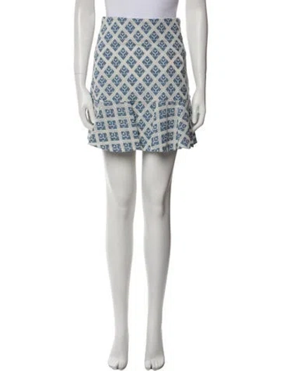 Pre-owned Sandro Printed Mini Skirt W/ Tags In Blue