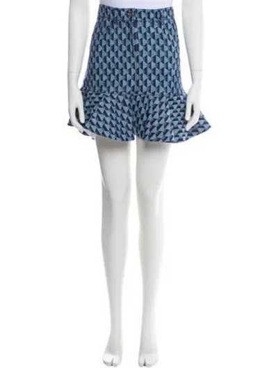 Pre-owned Sandro Printed Mini Skirt In White