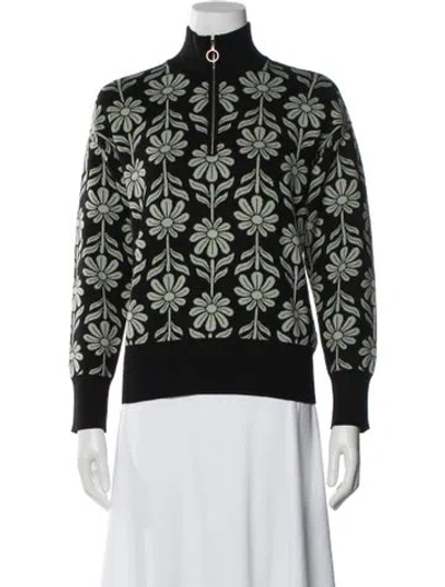 Pre-owned Sandro Printed Mock Neck Sweater In Black