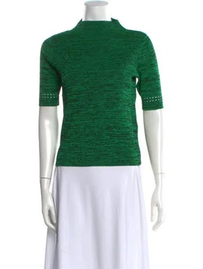 Pre-owned Sandro Printed Mock Neck Top In Green