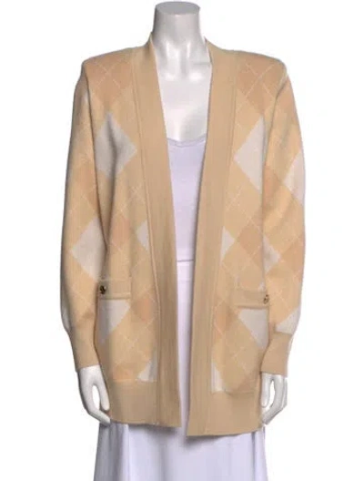 Pre-owned Sandro Printed Open Front Sweater In Neutral