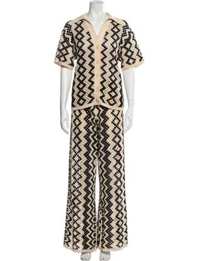 Pre-owned Sandro Printed Pant Set In Black