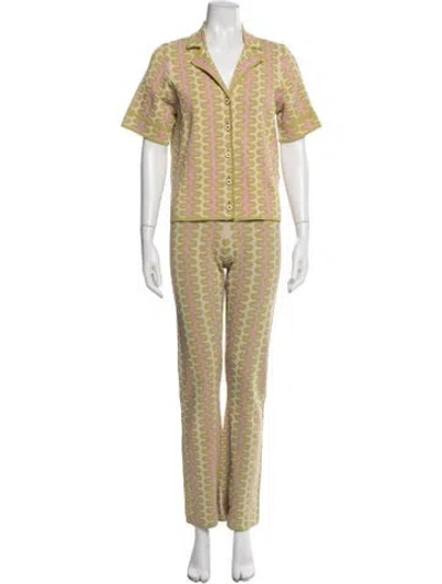 Pre-owned Sandro Printed Pant Set In Green