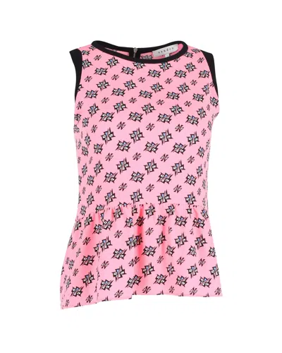 Sandro Printed Peplum Top In Pink Polyester
