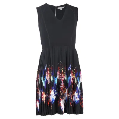Sandro Printed Pleated Mini Dress In Multicolor Viscose In Black
